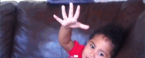 Stealing a high-five like a boss!