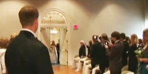 They are waiting for the bride, but when the door opens, everyone get the huge shock!