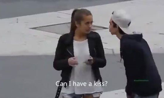 This guy asks a girl for kiss. What happens next will make you bust out laughing!