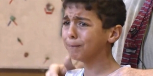 He is being bullied by his classmates. When he tells them how it feels, brought tears in my eyes!