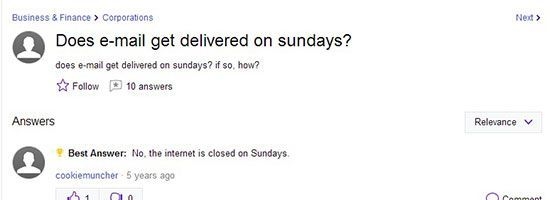 The internet is now closed on Sundays