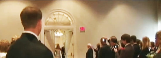 They are waiting for the bride, but when the door opens, everyone get the huge shock!