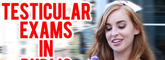 This girl gives free testicular exams in public for charity! (NSFW)