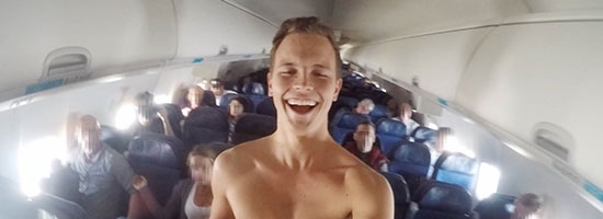 You should never try this on an airplane! Still funny!