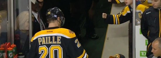 Young hockey fan fist-bump his favorite players! Like a boss!