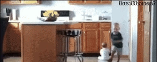 Cat karate kicks kid in the face!