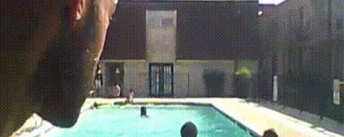 Hold my beer while I jump over my friends into the pool…