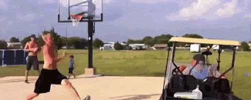 Look, I can jump over this golf cart!