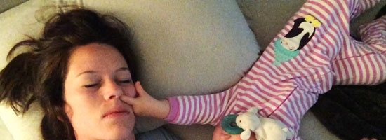 This mom tries to sleep with her baby, but the baby has other plans…