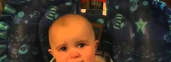 This cute little baby is crying to his mom’s singing