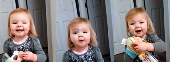 Adorable baby girl singing old MacDonald had a farm is the cutest thing you see today