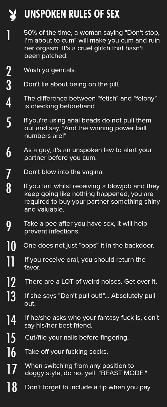 Playboy's 18 unspoken rules of sex!