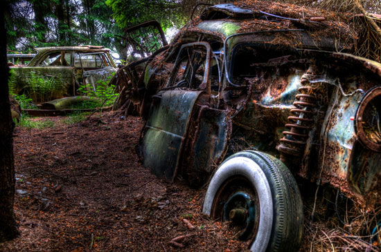 Car Graveyard in Chatillon Belgian Forest