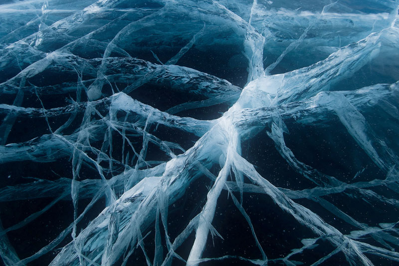 Frozen lake Baikal in Siberia