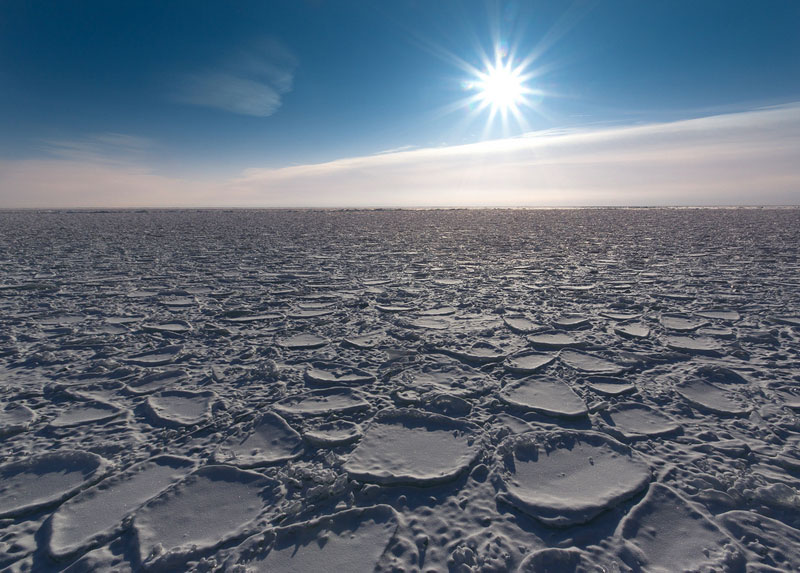 Frozen lake Baikal in Siberia