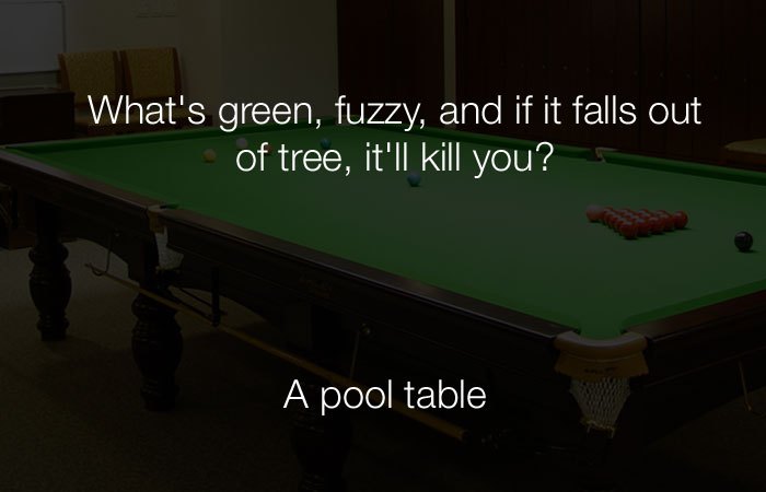 Funny Jokes - What is big, green and fuzzy and if it falls out of a tree...
