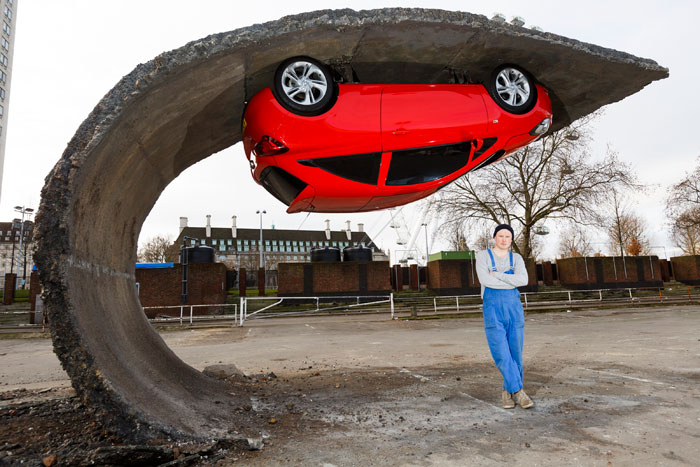 A Car and It's Parking Space Sculpture by Alex Chinneck
