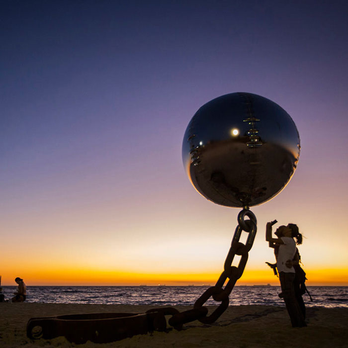 Floating Ball of Steel Sculpture by WA Sculptors
