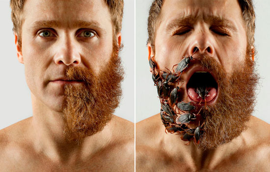 Man Uses Absurdly Random Items to Fill in His Half-Shaved Hipster Beard
