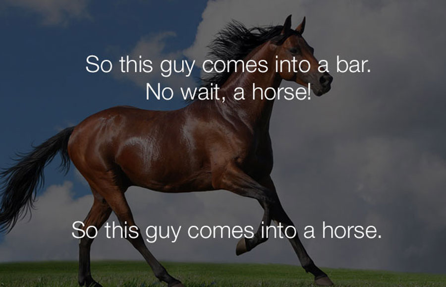 Funny Jokes - So this guy comes into a bar no wait a horse.
